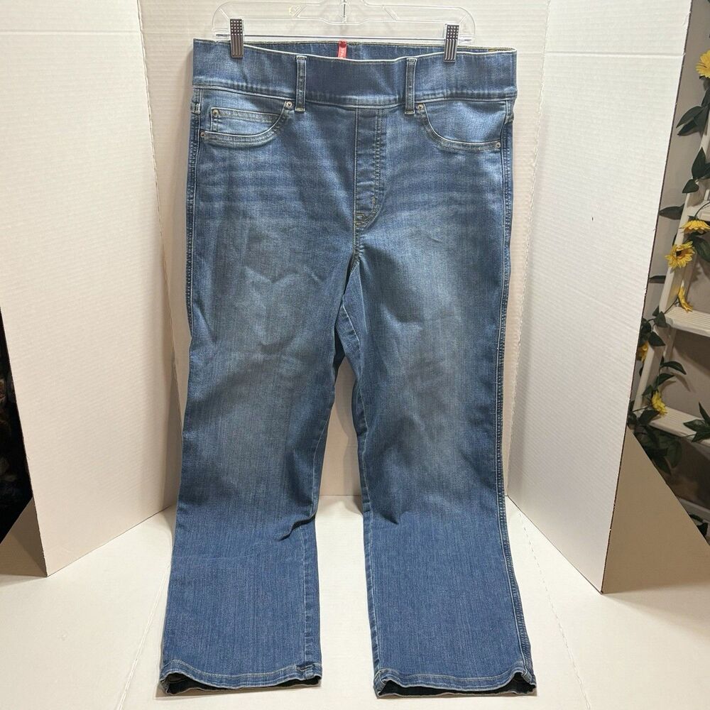 SPANX Jeans Womens 1X Tall Vintage Indigo High Rise Pull On Flare Leg